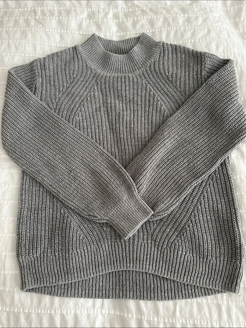 Grey Ribbed Mock Neck Sweater - Women
